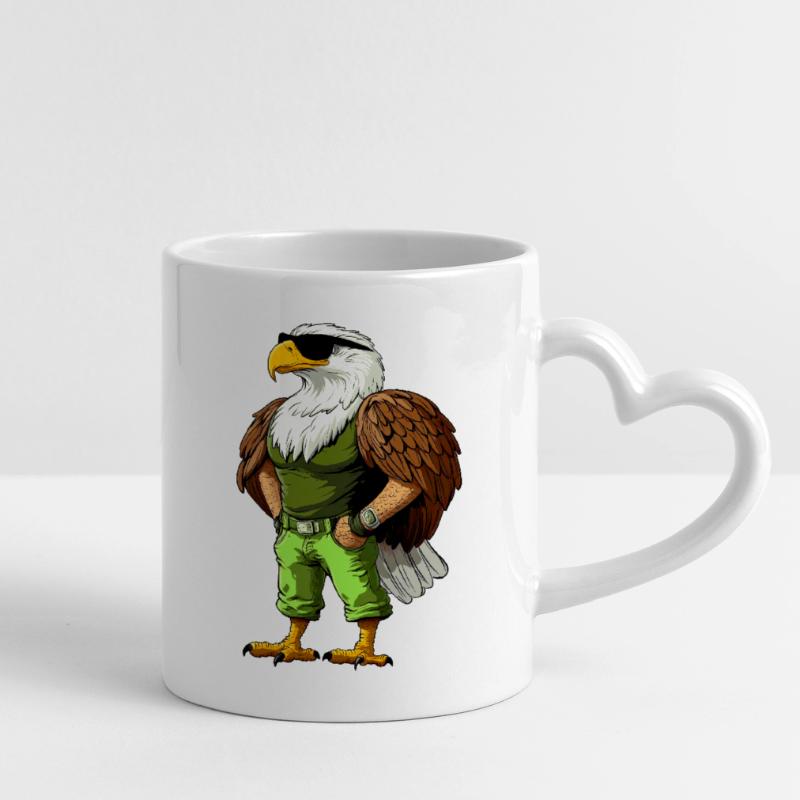 Cool Eagle Mug with Heart-Shaped Handle