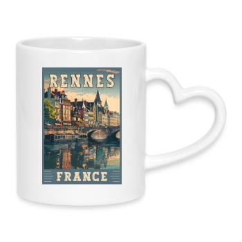 Découvrez Rennes en France Charmante ville française - Mug avec anse en forme de cœur - blanc - Droite