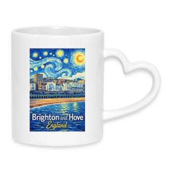 Brighton et Hove, Angleterre - Mug avec anse en forme de cœur - blanc - Droite