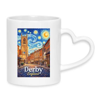 Derby, England - Mug with Heart-Shaped Handle - white - Right