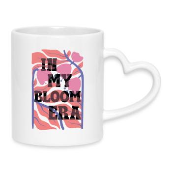 Bloom Nebula Floral Text Art - Mug with Heart-Shaped Handle - white - Right