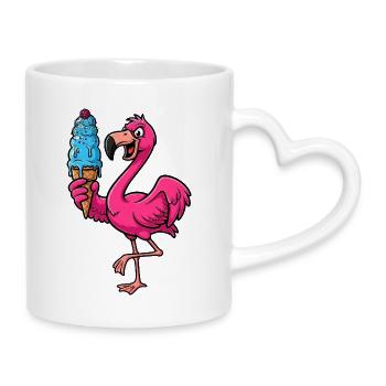 Süßer Flamingo Eiskreme Sommer Cartoon Nachtisch - Mug with Heart-Shaped Handle - white - Right