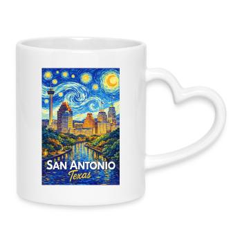 San Antonio Texas - Tasse mit Herzhenkel - Weiß - Rechts