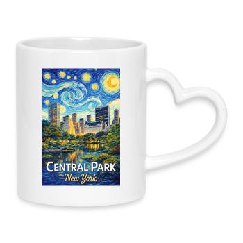 Sternennacht über Central Park New York - Tasse mit Herzhenkel - Weiß - Rechts