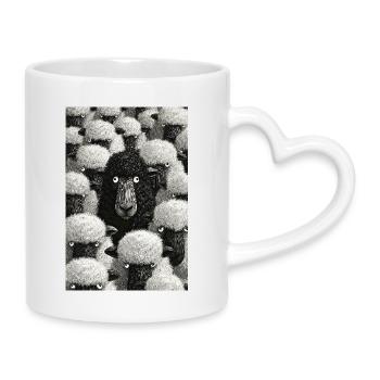 Midnight Herd Portrait - Mug with Heart-Shaped Handle - white - Right
