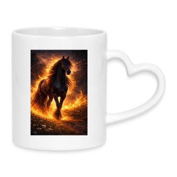 Fire Horse in the Flame Storm - Mug with Heart-Shaped Handle - white - Right