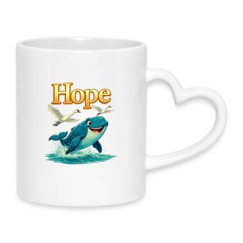 Hoffnung am Meer Wal - Tasse mit Herzhenkel - Weiß - Rechts