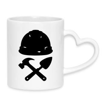 T-shirt Construction - Builder Tools Helmet - Mug with Heart-Shaped Handle - white - Right