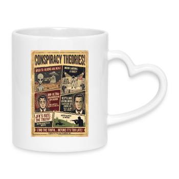 Affiche de théories du complot - Mug avec anse en forme de cœur - blanc - Droite