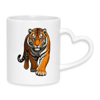 Tiger Illustration - Tasse mit Herzhenkel - Weiß - Rechts