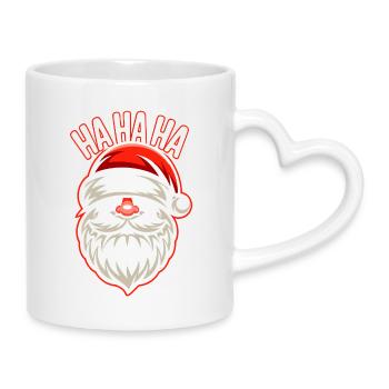 Santa Lachen HAHA Design - Tasse mit Herzhenkel - Weiß - Rechts