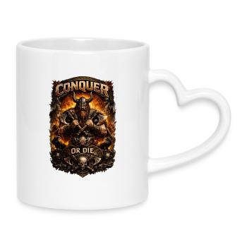 Conquérir ou mourir – Légende du guerrier viking - Mug avec anse en forme de cœur - blanc - Droite