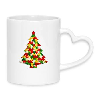 Christmas Tree Puzzle . AI generated - Mug with Heart-Shaped Handle - white - Right