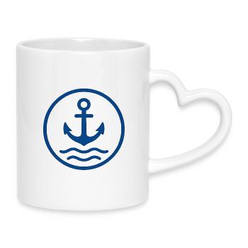 Anchor Nautical Design - Mug with Heart-Shaped Handle - white - Right