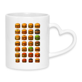 Diverse burger designs for food lovers - Mug with Heart-Shaped Handle - white - Right