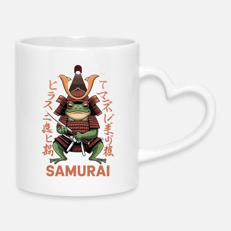 Samurai frøkriger illustration med - Krus med hjertehank - hvid