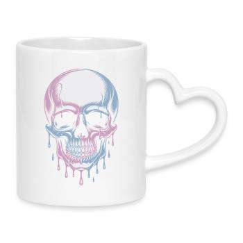 Kawaii Pastel Goth Totenschädel - Tasse mit Herzhenkel - Weiß - Rechts