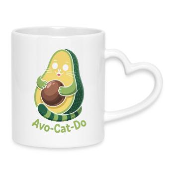 Avo-Cat-Do - Funny Cat Avocado T-Shirt - Mug with Heart-Shaped Handle - white - Right