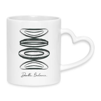 Doodle Balance – Abstract Line Art - Mug with Heart-Shaped Handle - white - Right