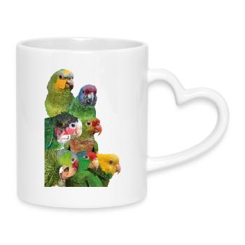 Perroquets d’Amazonie - Mug avec anse en forme de cœur - blanc - Droite