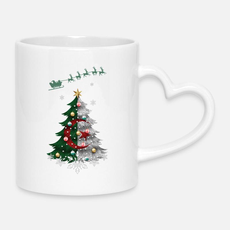 Sapin de Noël avec drapeau de l’Algérie - Mug avec anse en forme de cœur - blanc