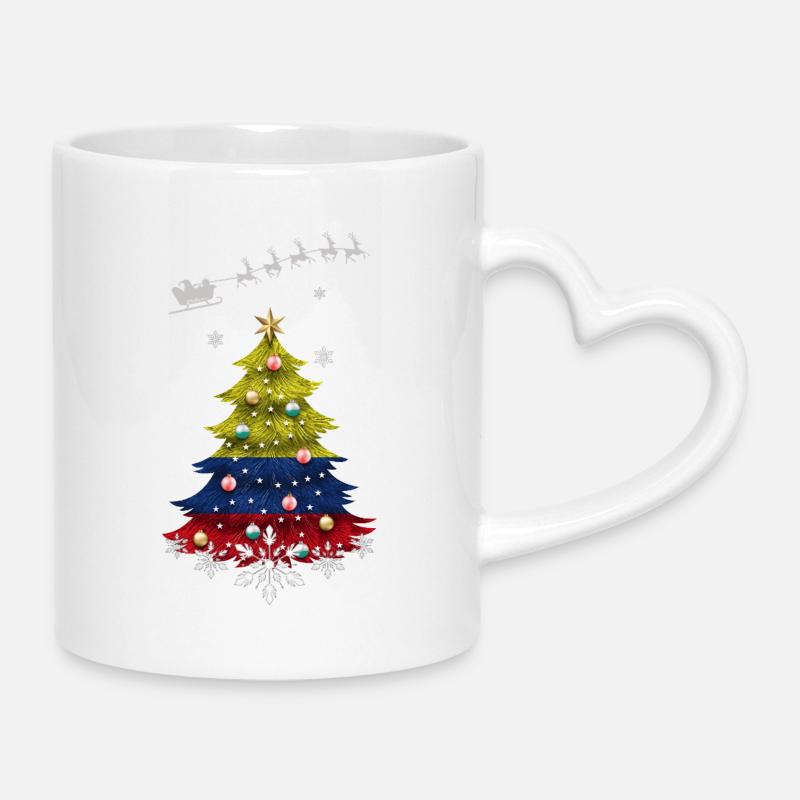 Sapin de Noël avec drapeau de la Colombie - Mug avec anse en forme de cœur - blanc