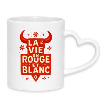 Das Leben in Rot ist weiß – Féria - Tasse mit Herzhenkel - Weiß - Rechts