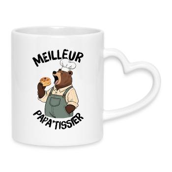 Bester Konditor Papa - Tasse mit Herzhenkel - Weiß - Rechts