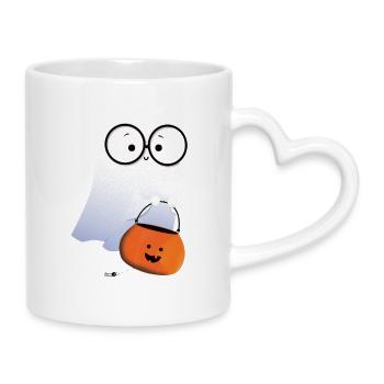 Fantôme avec panier à citrouille - Mug avec anse en forme de cœur - blanc - Droite