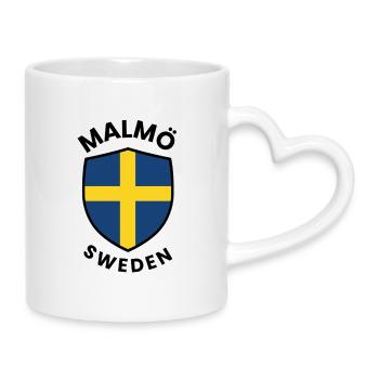 Swedish Flag Shield Design - Mug with Heart-Shaped Handle - white - Right
