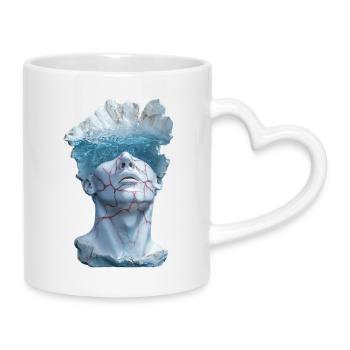 surreale Marmorstatuenbüste - Tasse mit Herzhenkel - Weiß - Rechts