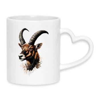 Steinbock Ziege Alpensteinbock Capricorn Ziegen - Tasse mit Herzhenkel - Weiß - Rechts