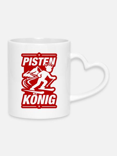 Pisten König Ski - Tasse mit Herzhenkel - Weiß