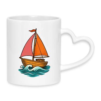 Voilier au bord de la mer - Mug avec anse en forme de cœur - blanc - Droite