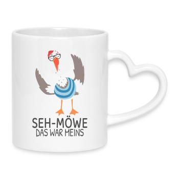 SEH-MÖWE Das war meins – Lustige Möwe Cartoon - Tasse mit Herzhenkel - Weiß - Rechts