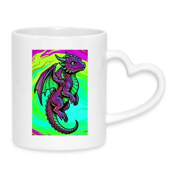 dragon - Mug with Heart-Shaped Handle - white - Right