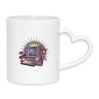 Futuristischer Computer mit Retro-Elementen - Tasse mit Herzhenkel - Weiß - Rechts