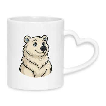 PolarBär Cartoon Kuschelfreund - Tasse mit Herzhenkel - Weiß - Rechts