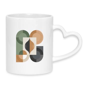 Geometric Yin Yang Circle Art - Mug with Heart-Shaped Handle - white - Right