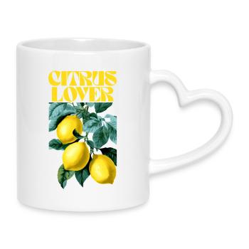 Citrus Lover Botanical Design - Mug with Heart-Shaped Handle - white - Right