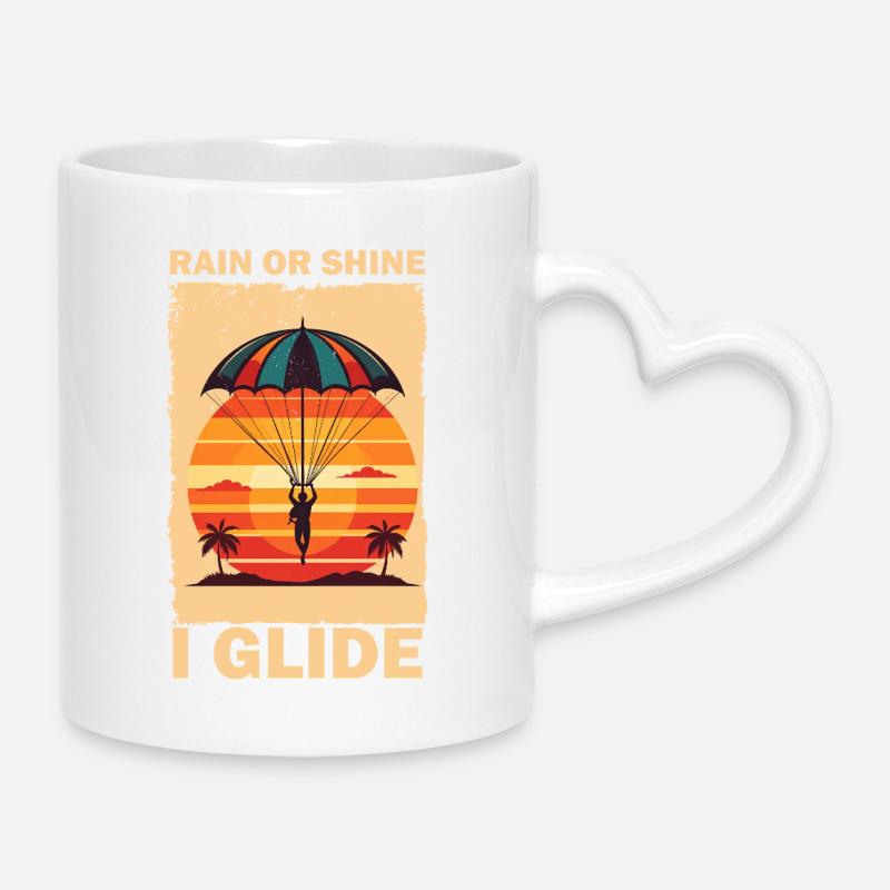 Sunset with paraglider - Mug with Heart-Shaped Handle - white