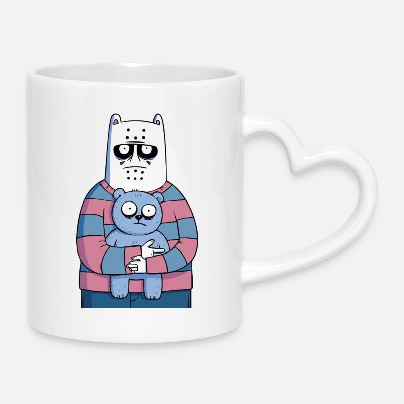 Creepy Cute Monster with Teddy | Funny Horror - Mug with Heart-Shaped Handle - white