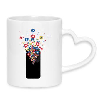 Smartphone Likes Fireworks - Mug with Heart-Shaped Handle - white - Right