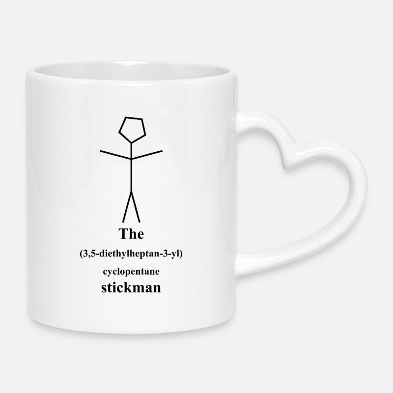 Strichmännchen - IUPAC Chemie Witz - Nerd Alarm - Tasse mit Herzhenkel - Weiß