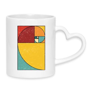 Fibonacci Spiral Geometry Art - Tasse mit Herzhenkel - Weiß - Rechts