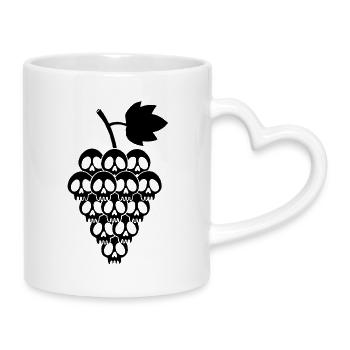 Schwarze Traubenschädel - Tasse mit Herzhenkel - Weiß - Rechts