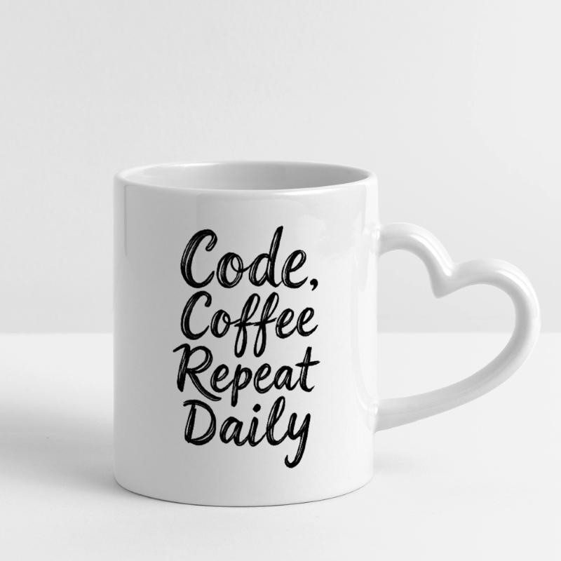 Code Schlaf Debug Wiederholungsprogramm Shirt Tasse mit Herzhenkel