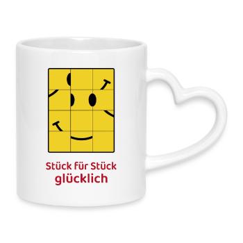 Pièce par pièce joyeuse – Puzzle Smiley - Mug avec anse en forme de cœur - blanc - Droite
