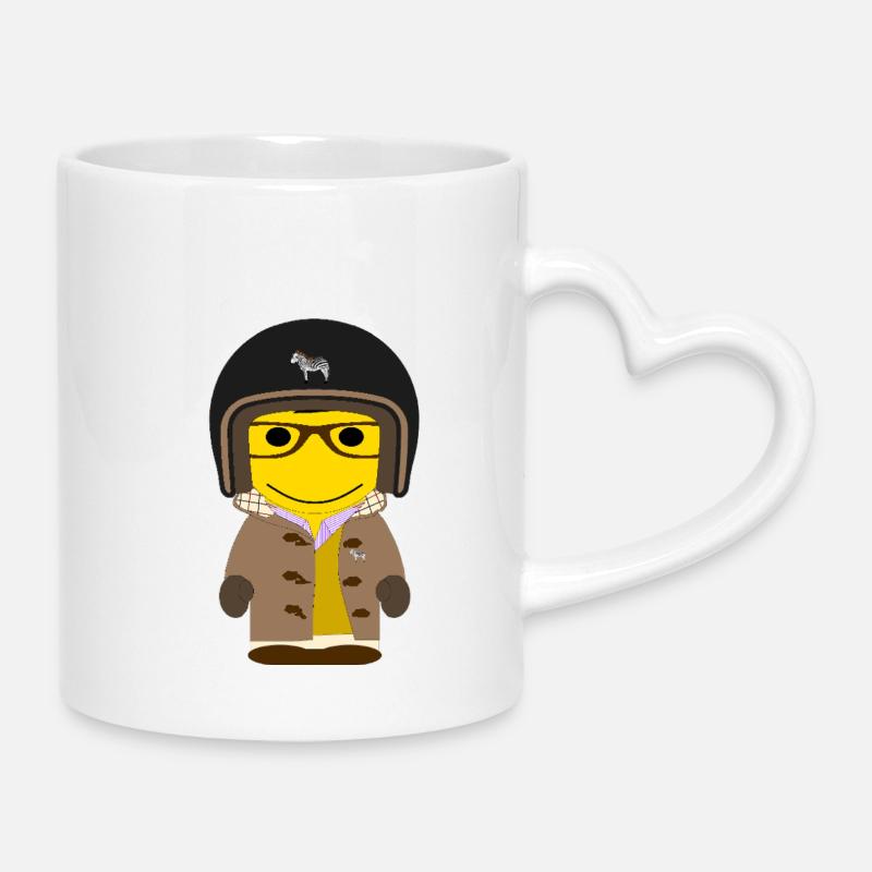 GEEKLEY biker dufflecoat moutarde - Mug avec anse en forme de cœur - blanc