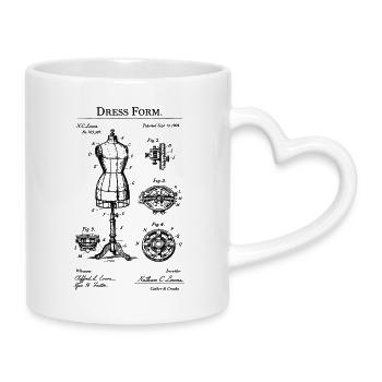 dress form blueprint patent - Mug with Heart-Shaped Handle - white - Right